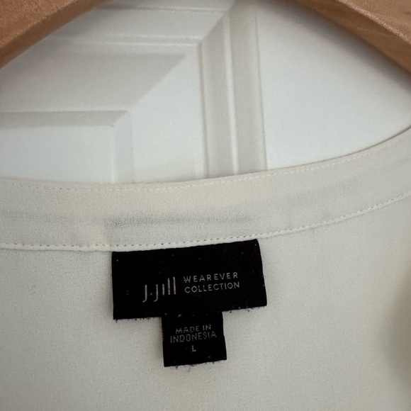 J Jill women’s ivory long sleeve draped wrap blouse shirt top size large - Picture 2 of 5